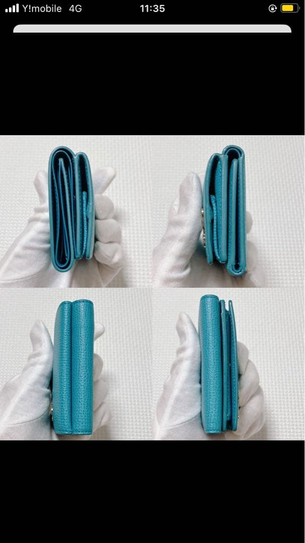 未使用　agnes b. アニエスベー レザー三つ折り財布　ターコイズ