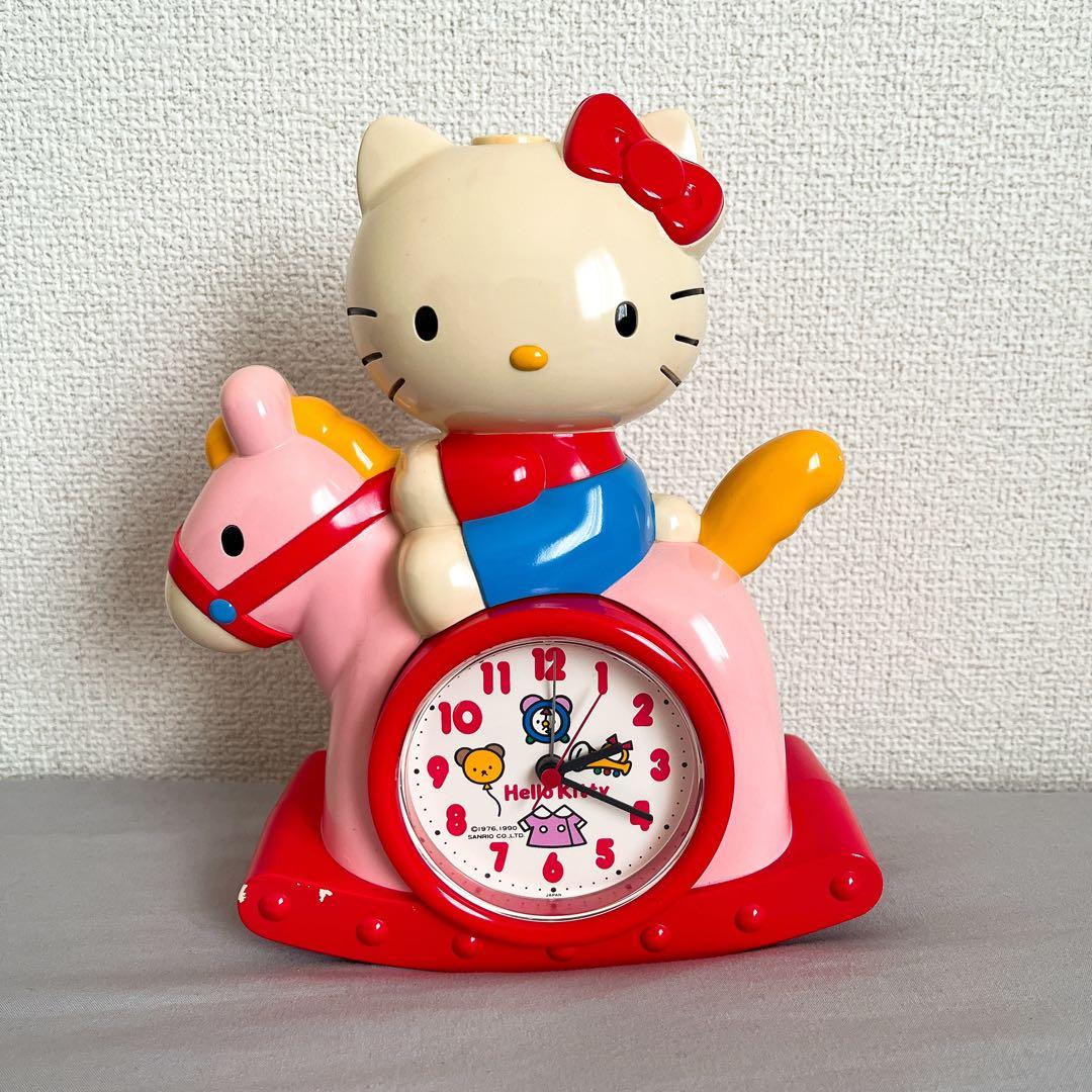 ハローキティ　木馬　目覚まし時計　Kitty