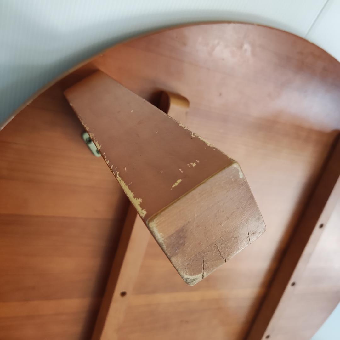 ちゃぶ台　レトロ　木製　円形座卓　茶色　小傷あり