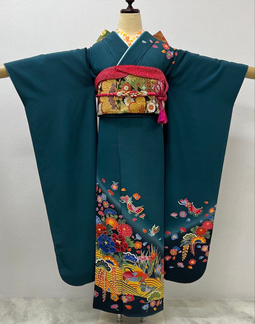 振り袖　フルセット　長襦袢付　落款入り　成人式　手描き　689