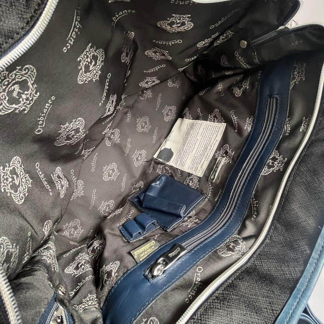 ✨未使用級✨　Orobianco 　レザー　ビジネスバッグ　ネイビー