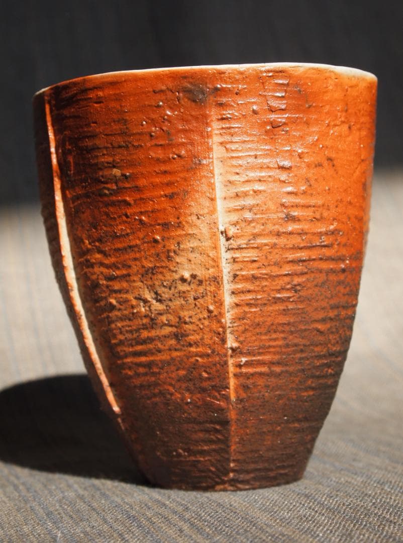 未使用★末廣学【師：森陶岳】★備前窯変湯呑み
