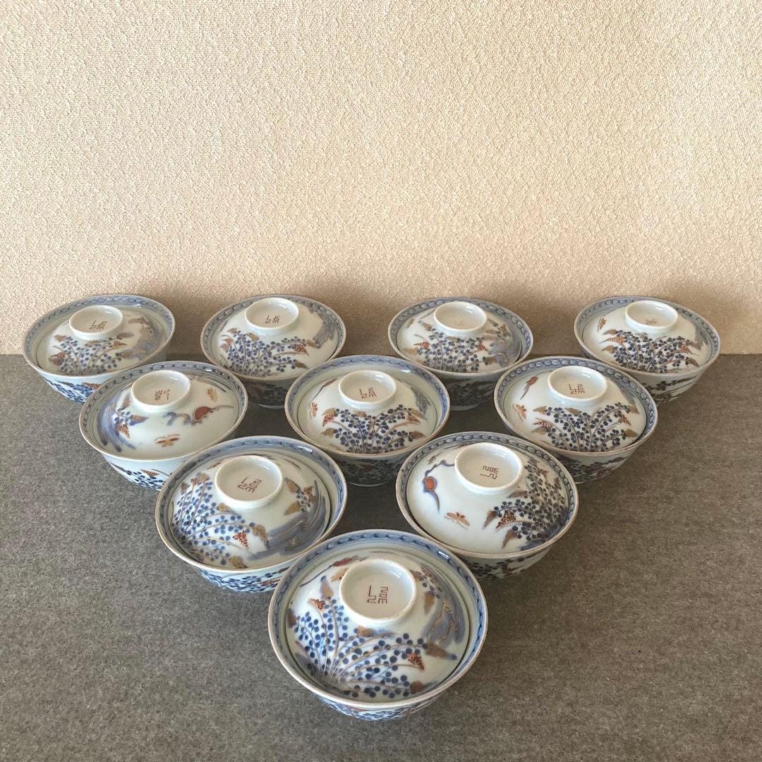 蓋付　茶碗　飯碗　古伊万里　伊万里　染付　金彩　手描　古美術　骨董　まとめ売り