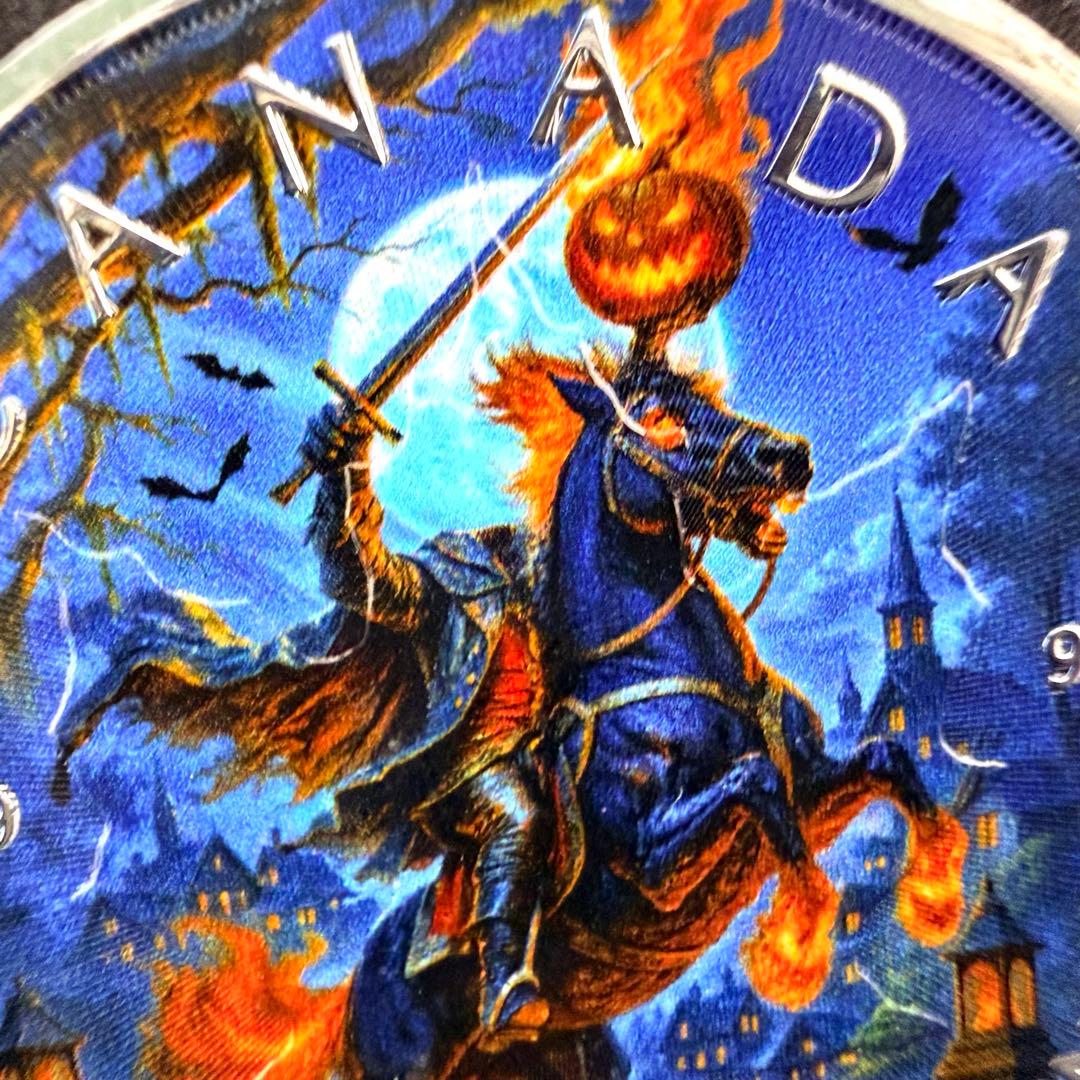 メイプルリーフ 銀貨 カラー ハロウィンナイト 黒台座付き 1オンス 1oz