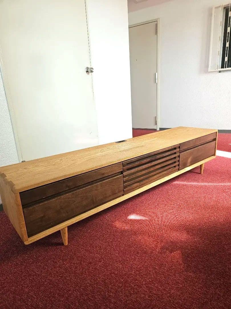 すみっこ 北欧 タモ＆ウォルナット無垢材 収納TVボード 幅180cm