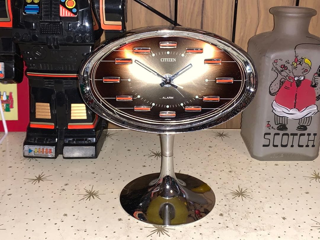 昭和レトロ　動作品　シチズン CITIZEN アラーム付　置時計　スペースエイジ