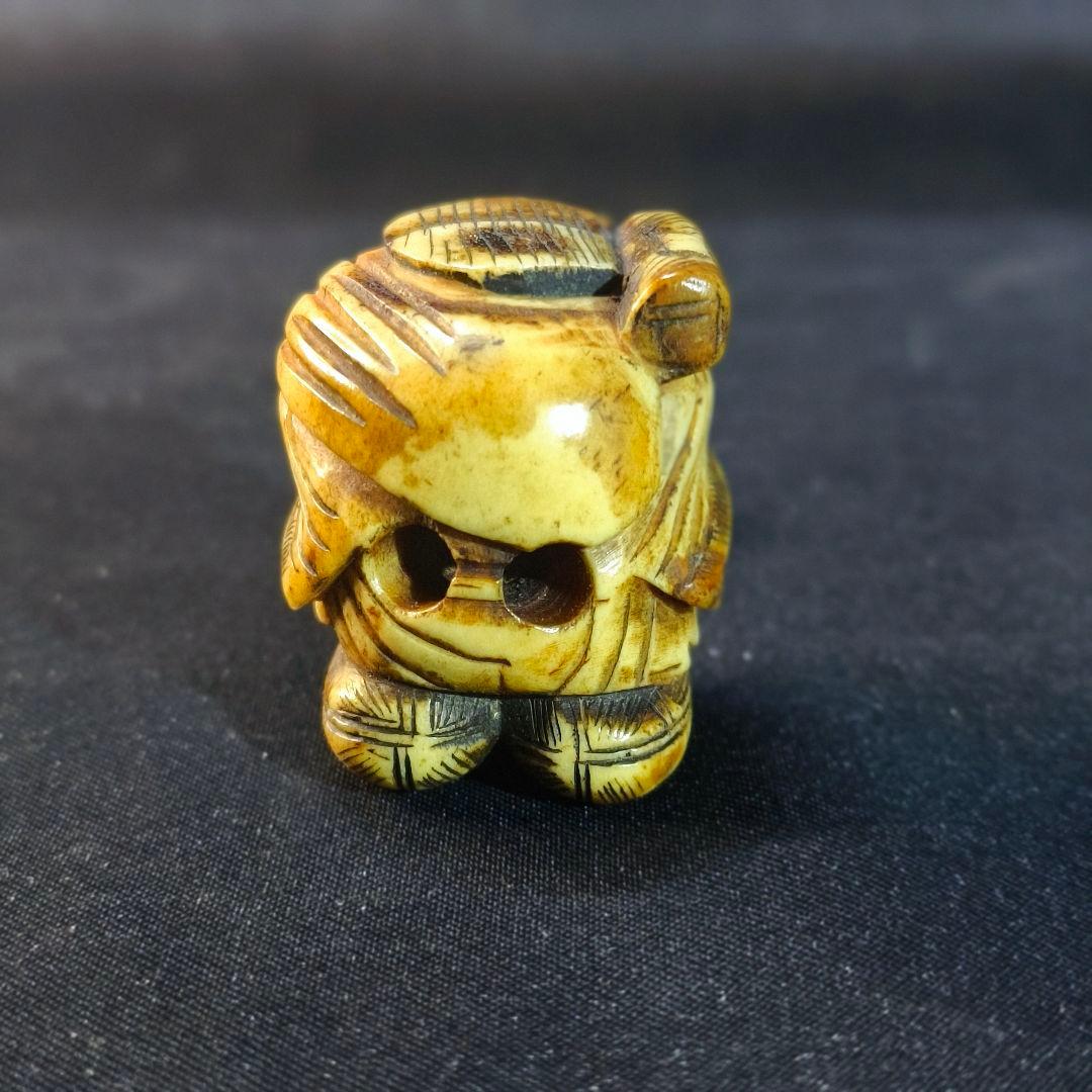 江戸根付 弁天様 天然素材 手彫り 無銘 骨董 古美術 蒐集家放出アンティーク