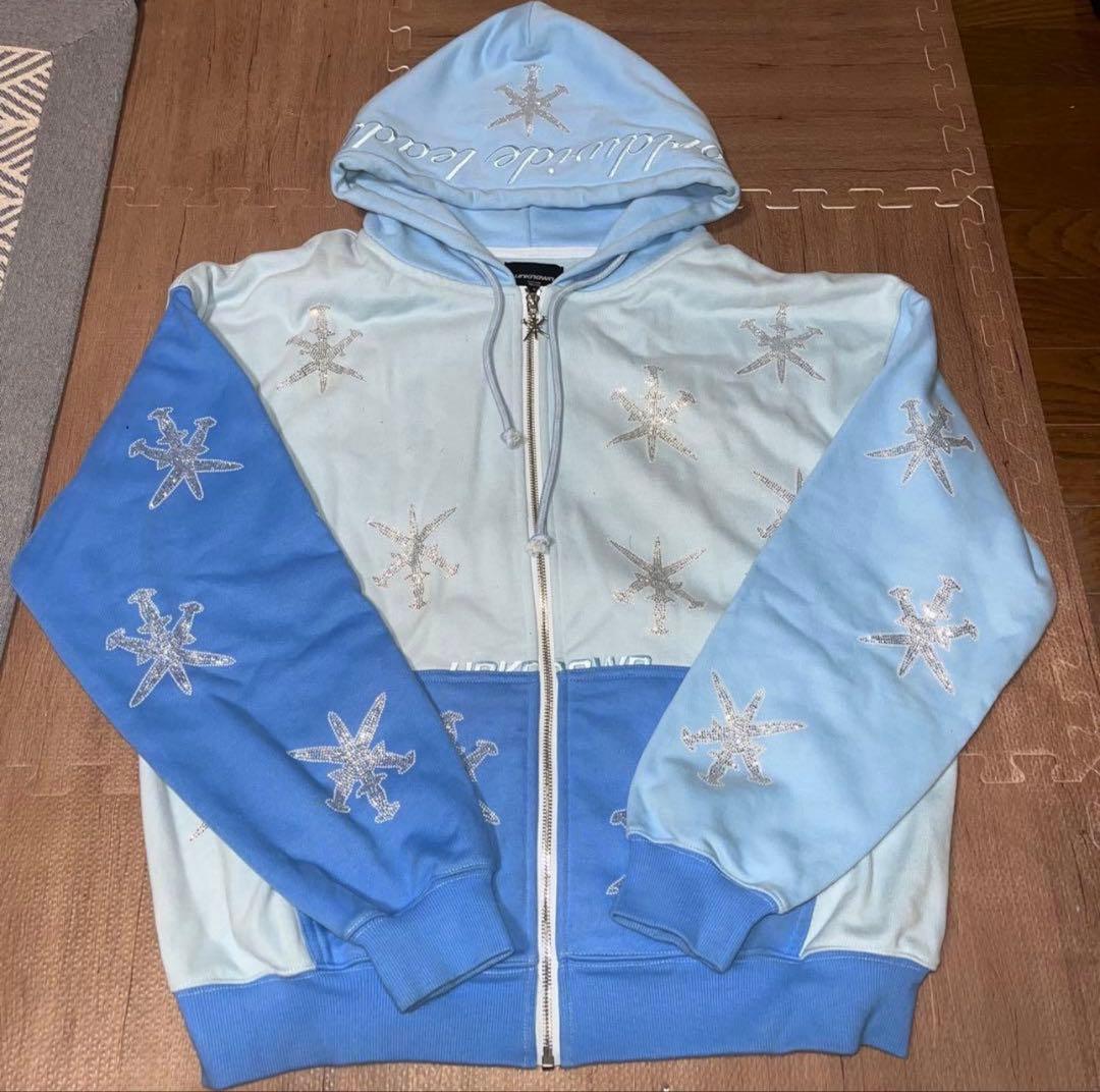 unknown london パーカー フーディー 水色