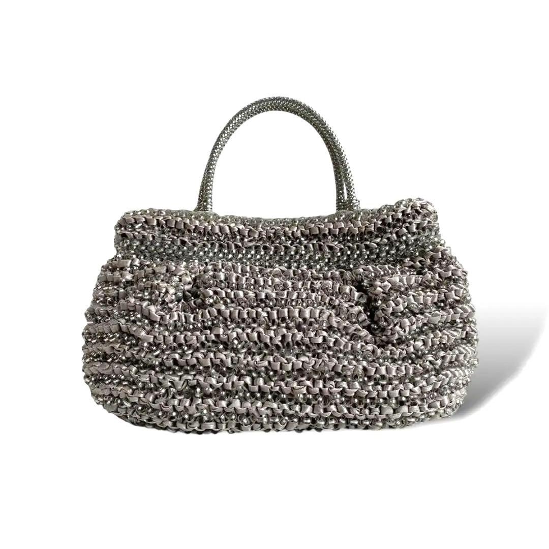 アンテプリマ ショルダーバッグ ハンド チェーン 2WAY リボン シルバー