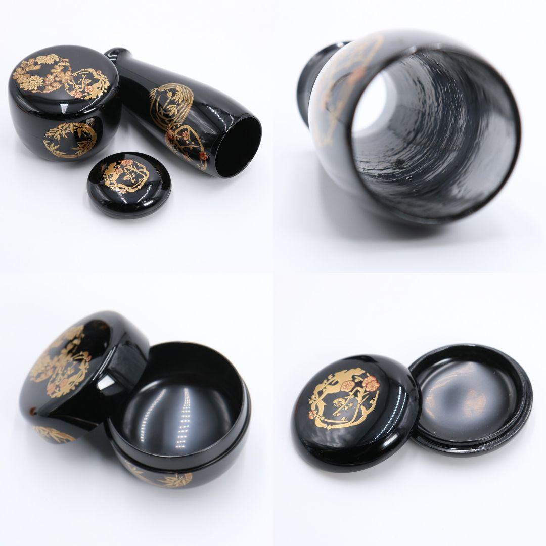 丸紋四君子蒔絵茶箱三つ組 染付山水絵二点揃 桐箱/布付 茶道具　FR81　SS1