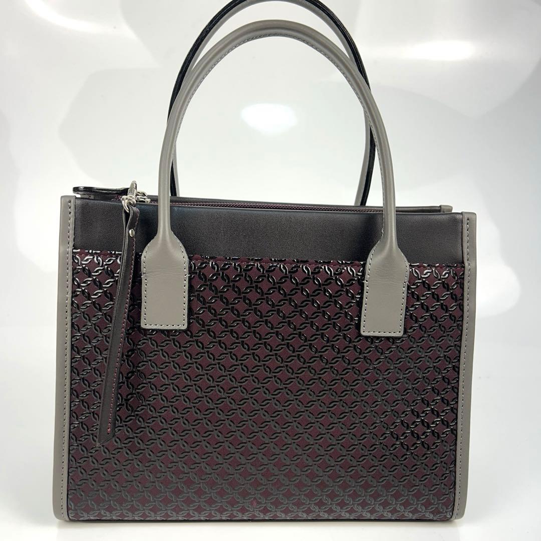 【未使用級】印傳屋　ハンドバッグ　手提げ　甲州印伝　上原勇七　和装　鹿革　あずき