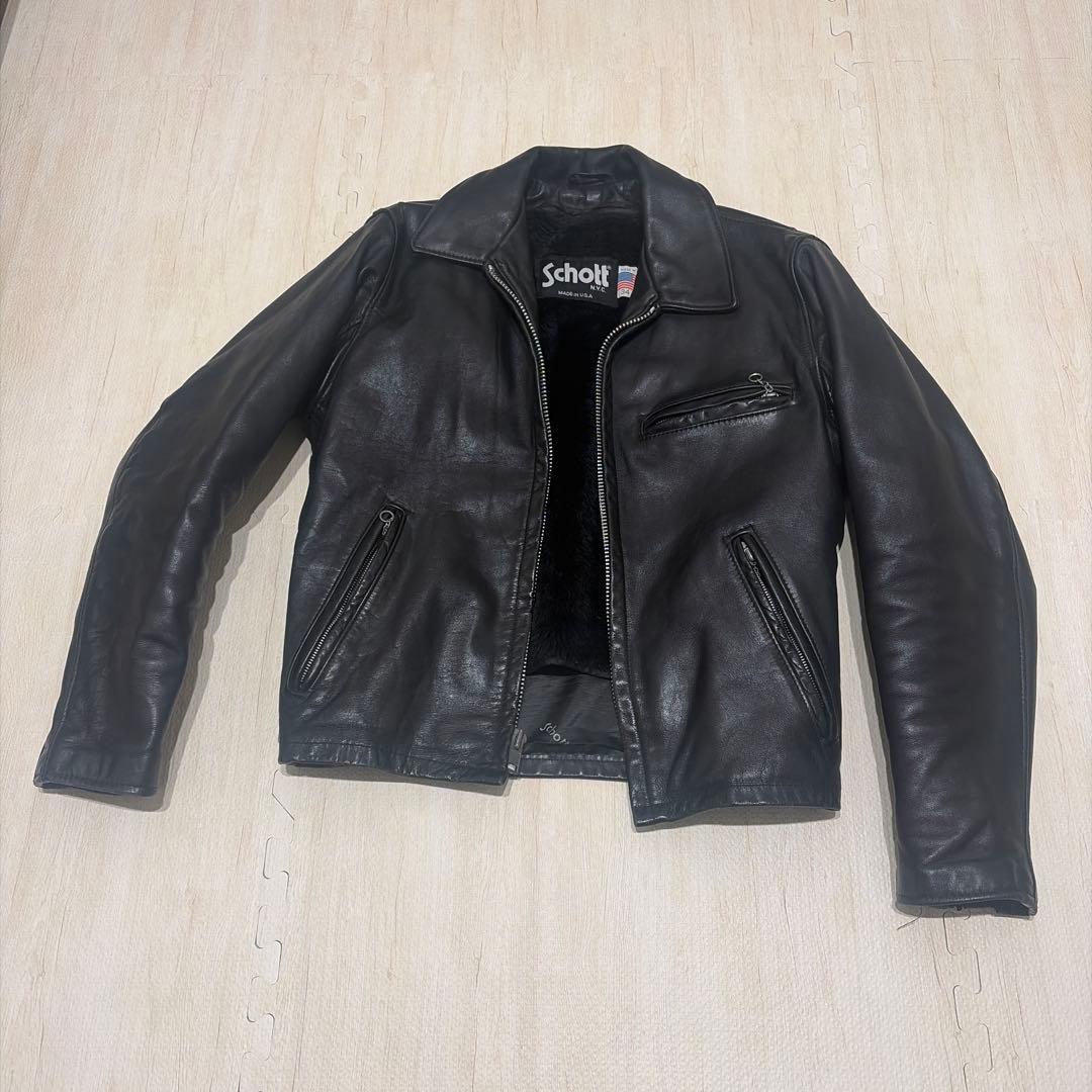 品番 Schott 643 レザー シングルライダース 34 ボアライナー