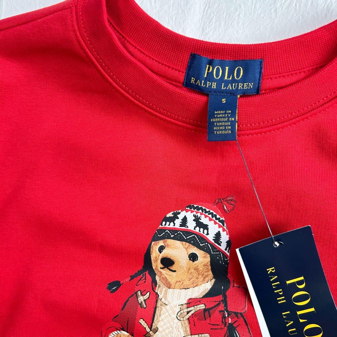 新作◇ラルフローレンポロベアフリーススウェット レッド 115