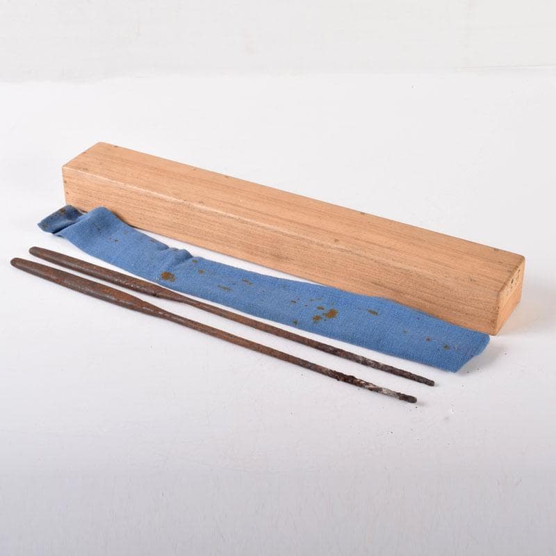 茶道具　鋳物師　金岡宗幸作　古鉄　火箸　共箱　C　R7754