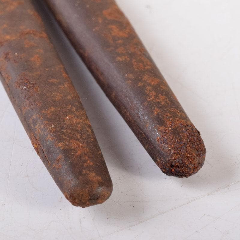 茶道具　鋳物師　金岡宗幸作　古鉄　火箸　共箱　C　R7754