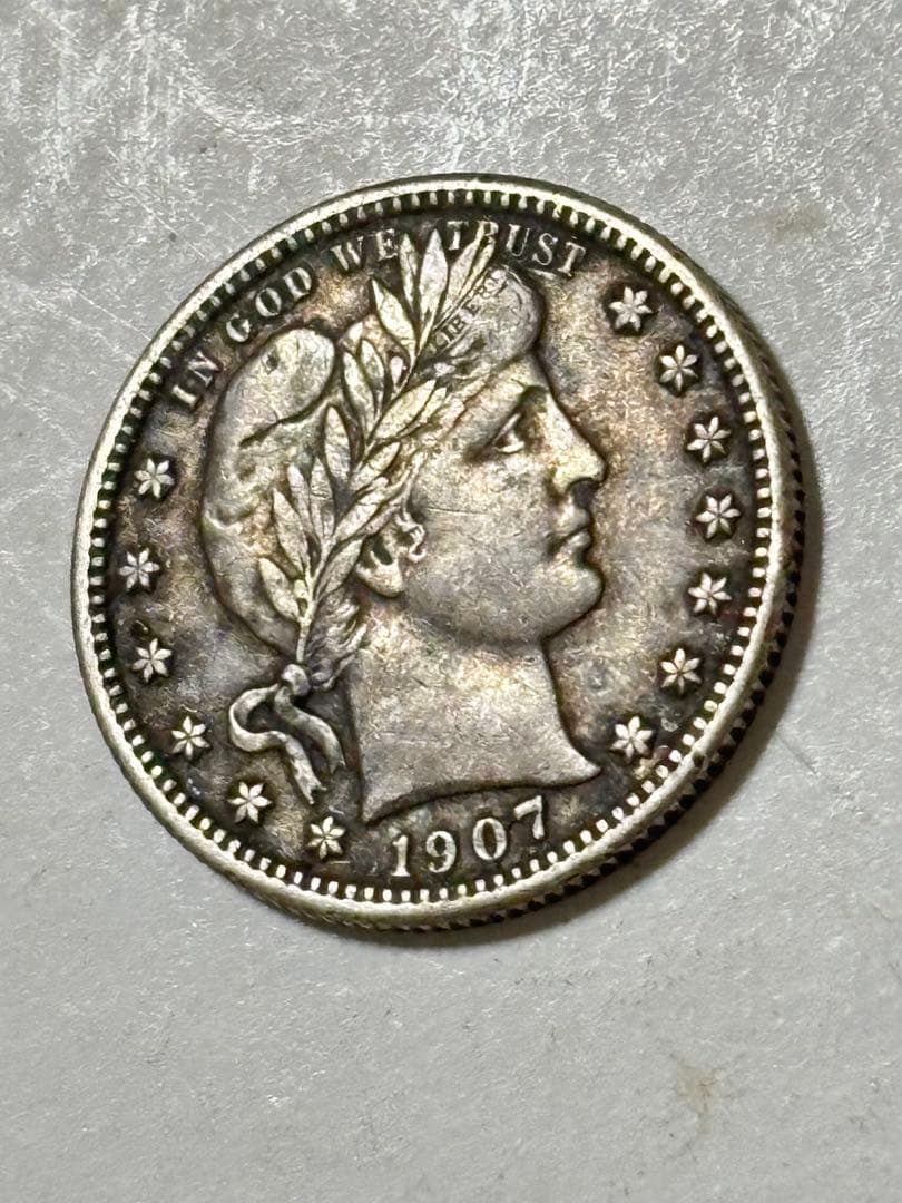 岡*満様 バーバークォーター　1907S 特年　極美品　希少　レア　古銭