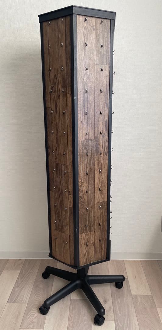 【店舗・イベント什器】木目アイアン調回転什器