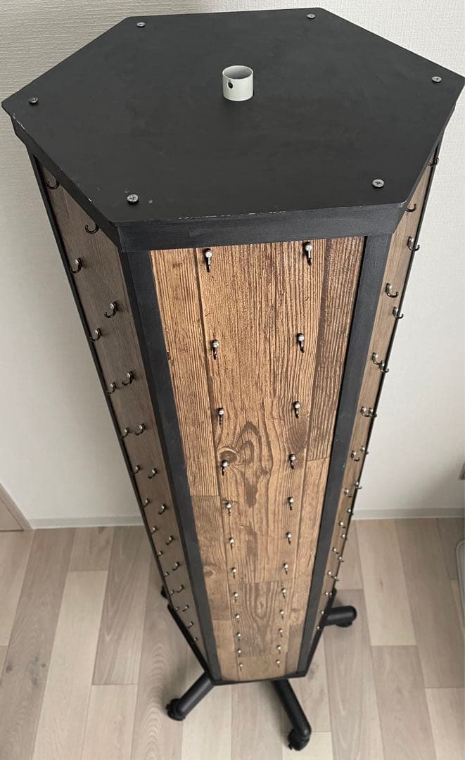 【店舗・イベント什器】木目アイアン調回転什器