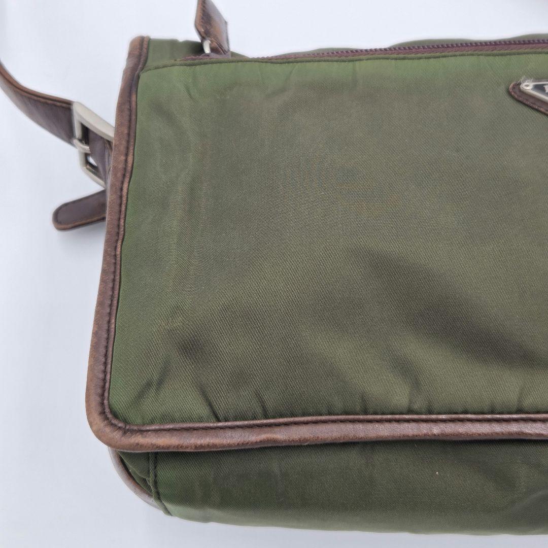 【良品】PRADA ナイロン ショルダーバッグ グリーン ヴィンテージ 肩掛け
