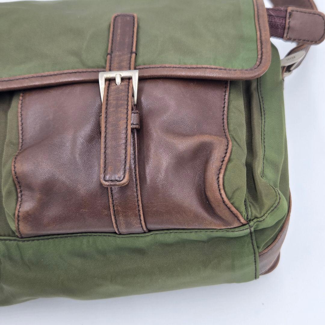 【良品】PRADA ナイロン ショルダーバッグ グリーン ヴィンテージ 肩掛け