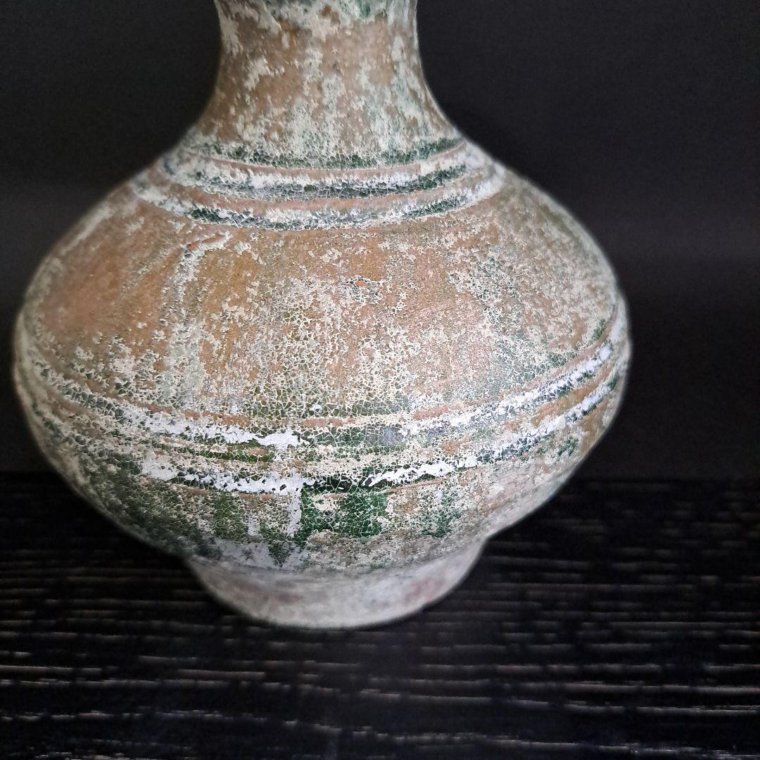 お値下げ中　　発掘品　中国古玩　緑釉銀化　古壺　　一世紀頃　漢時代