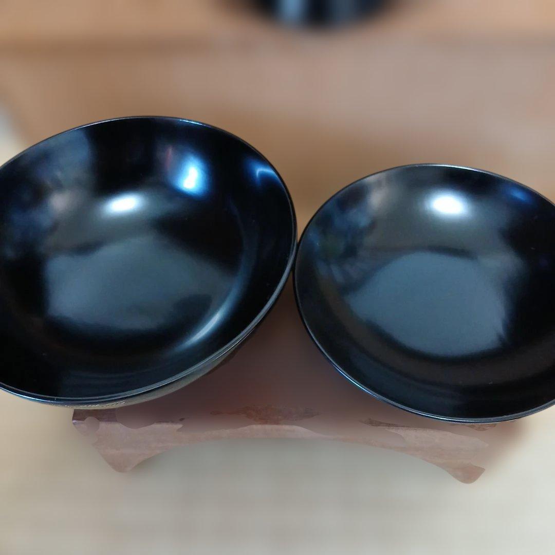 輪島塗　蓋付吸物椀 5客 金箔　蒔絵　沈金