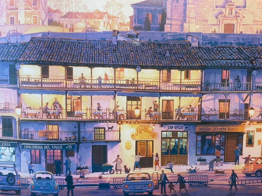 大人気　88cm 笹倉鉄平　大型　アートフレーム　マヨール広場　(^^)