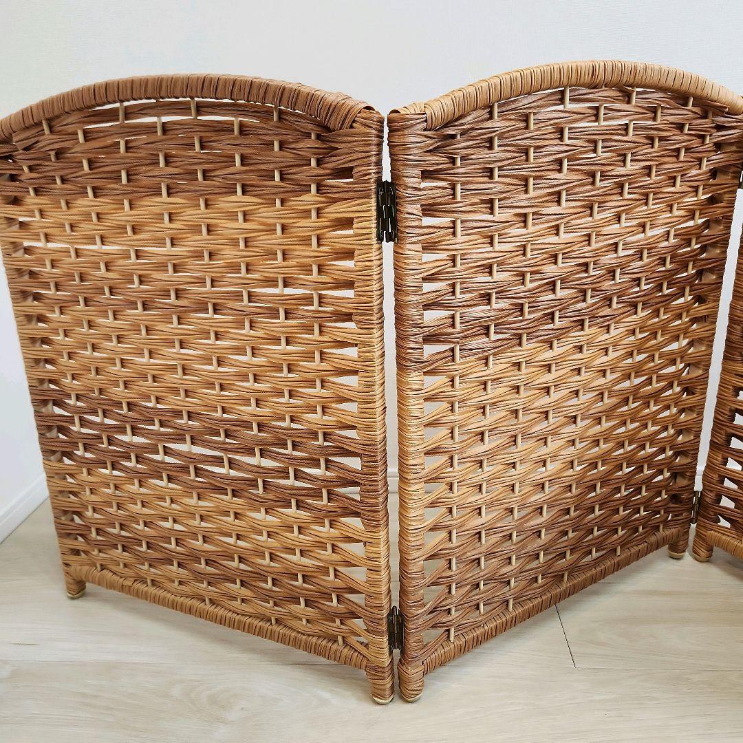 【2個セット】ペピー 軽量ついたてペットゲート ラタン調 折り畳みパーテーション