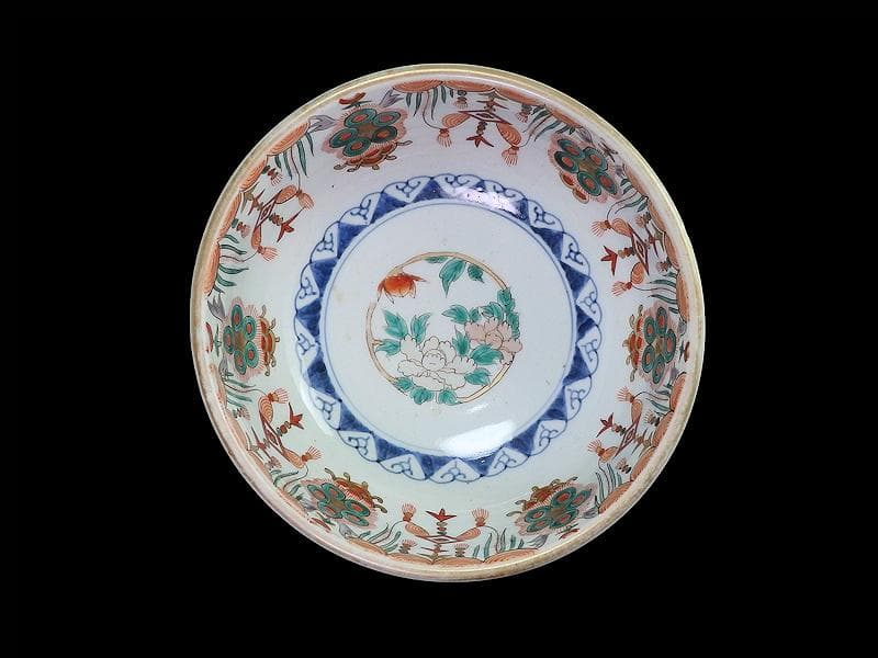 古伊万里　金襴手　牡丹に瓔珞紋の図　大鉢　B984AS-CWw