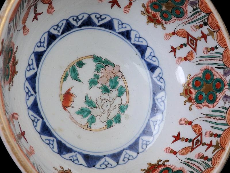 古伊万里　金襴手　牡丹に瓔珞紋の図　大鉢　B984AS-CWw