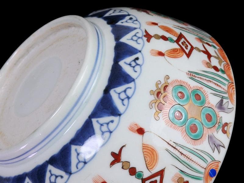 古伊万里　金襴手　牡丹に瓔珞紋の図　大鉢　B984AS-CWw