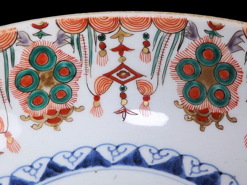 古伊万里　金襴手　牡丹に瓔珞紋の図　大鉢　B984AS-CWw