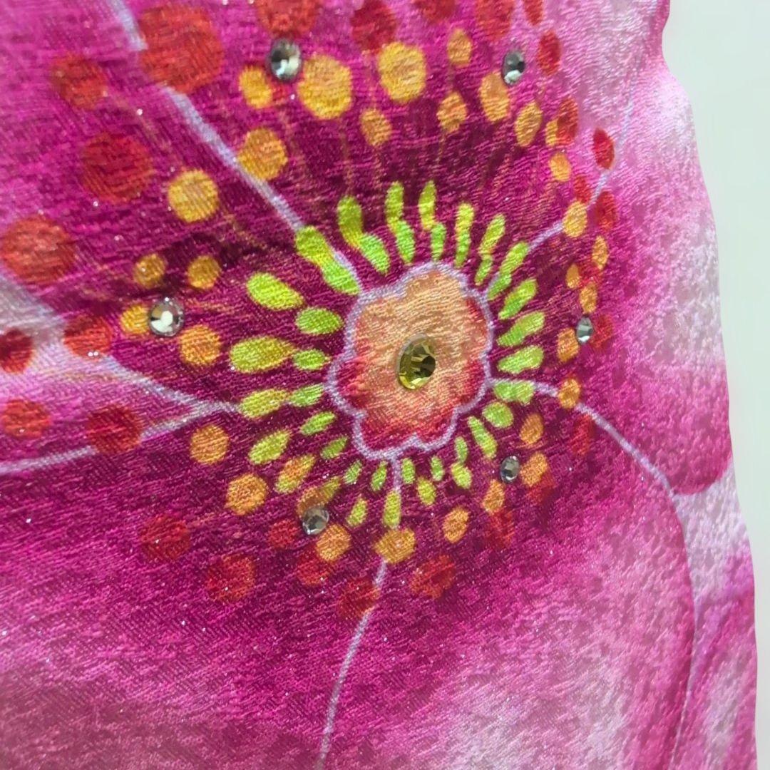 【美品】花柄ピンク振袖 162cm