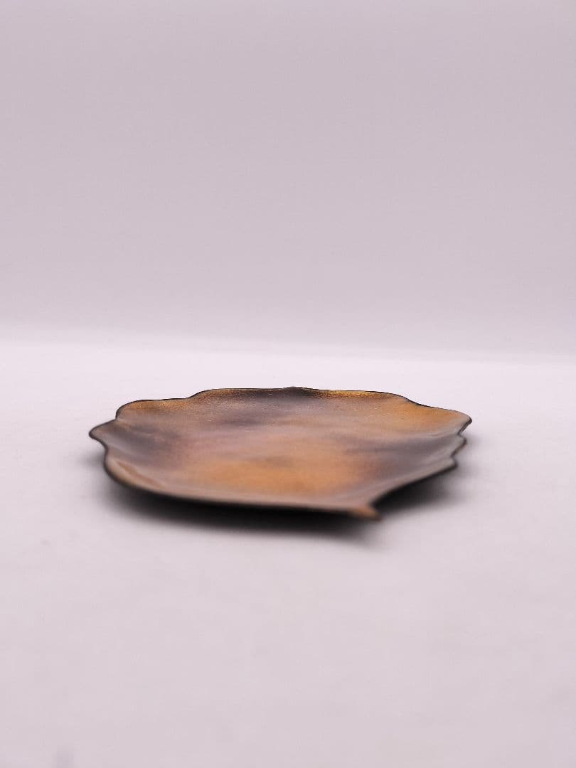 c597 銘々皿 七宝 木の葉 佐藤田保 木箱 茶道具 古物