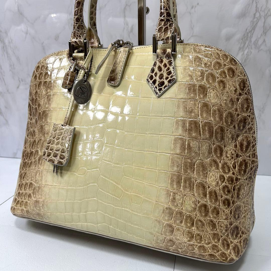 JRA公認 高級 ヒマラヤクロコ ハンドバッグ 未使用級 レディース