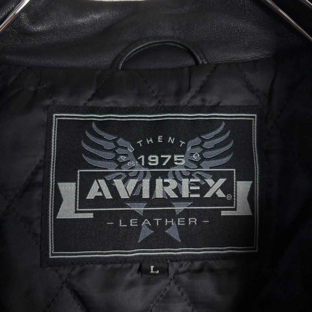 6105【希少デザイン】アヴィレックス☆バーシティレザージャケット 羊革