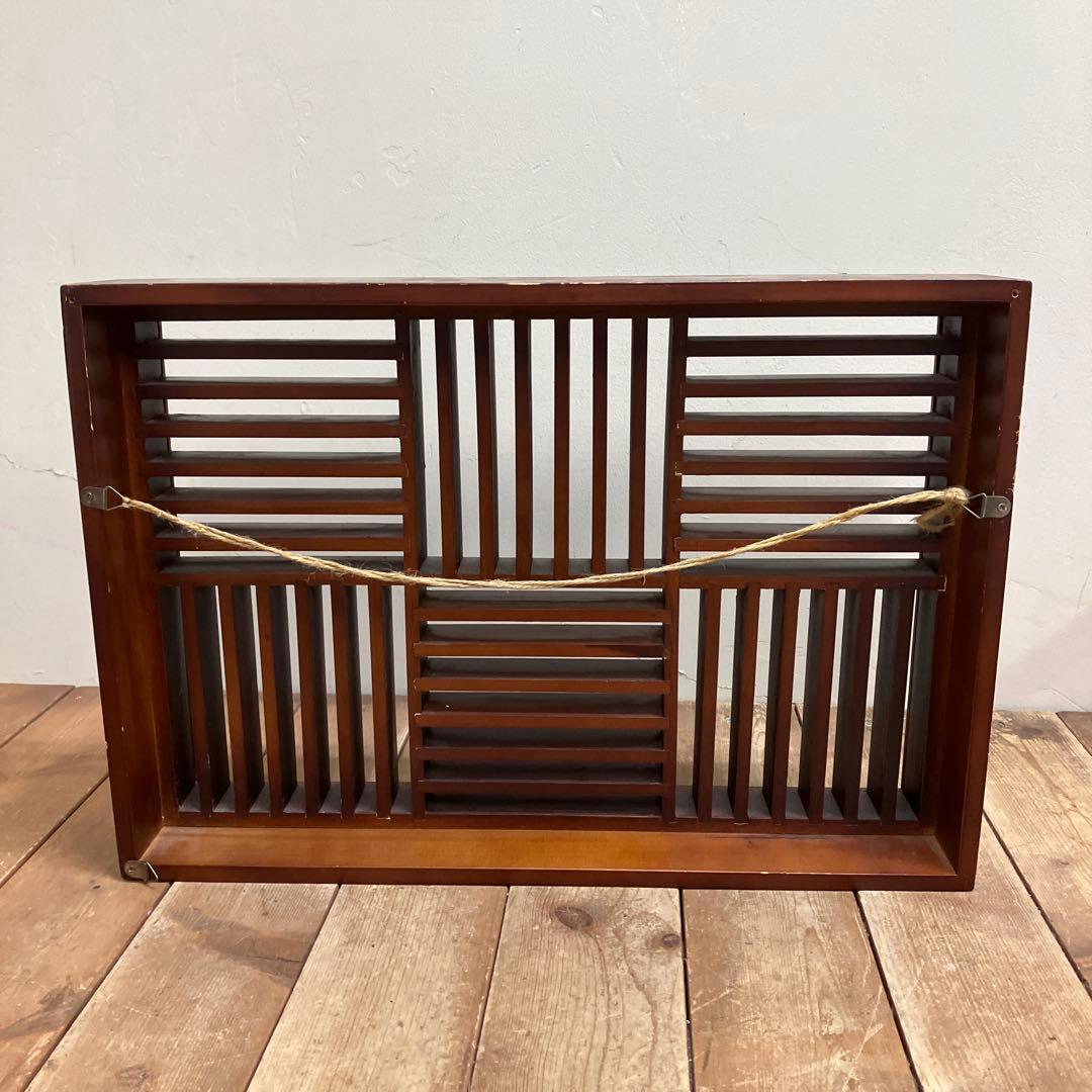 A-2 昭和レトロ 木製 CDラック 飾り棚 収納ラック 和モダン 格子デザイン