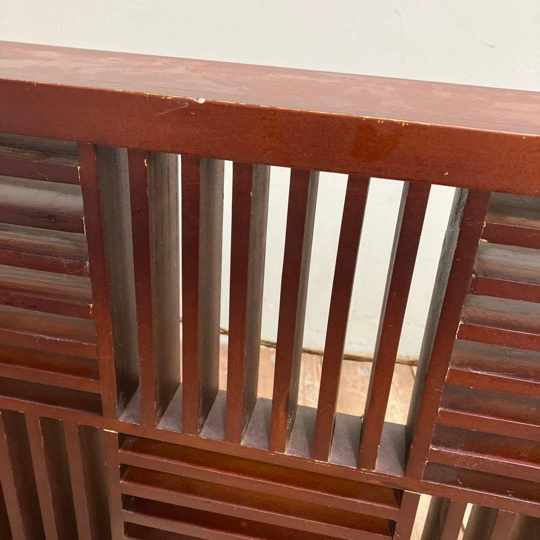 A-2 昭和レトロ 木製 CDラック 飾り棚 収納ラック 和モダン 格子デザイン