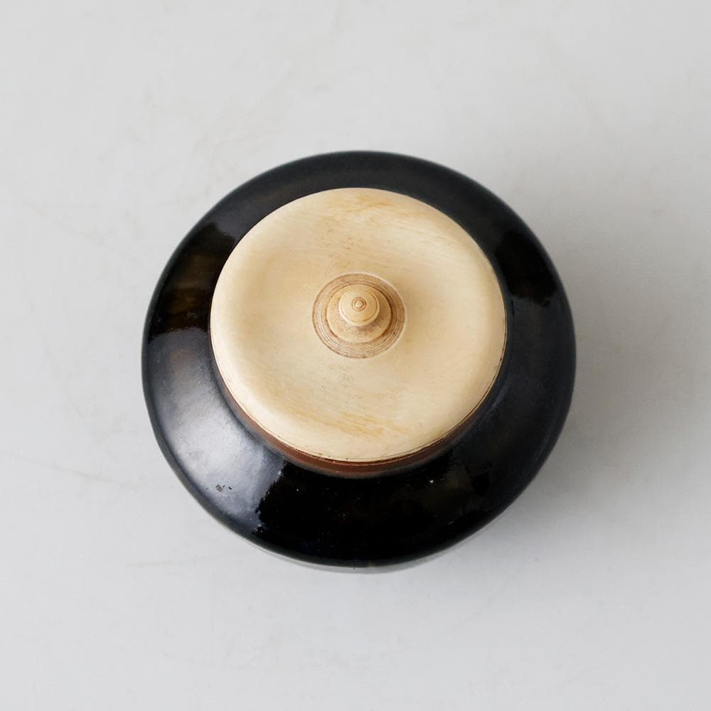 【名品】古瀬戸 茶入 糸切底 時代物 渋い鉄釉 景色抜群 仕覆 蓋付 茶道具合箱