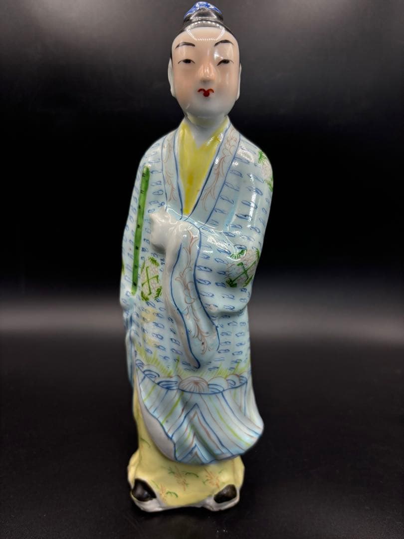 中国美術 古玩 色絵陶人形 陶器人形 高さ約25cm 置物 オブジェ 古董品