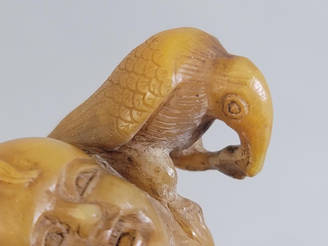 中国 古い 石彫刻 置物 台付