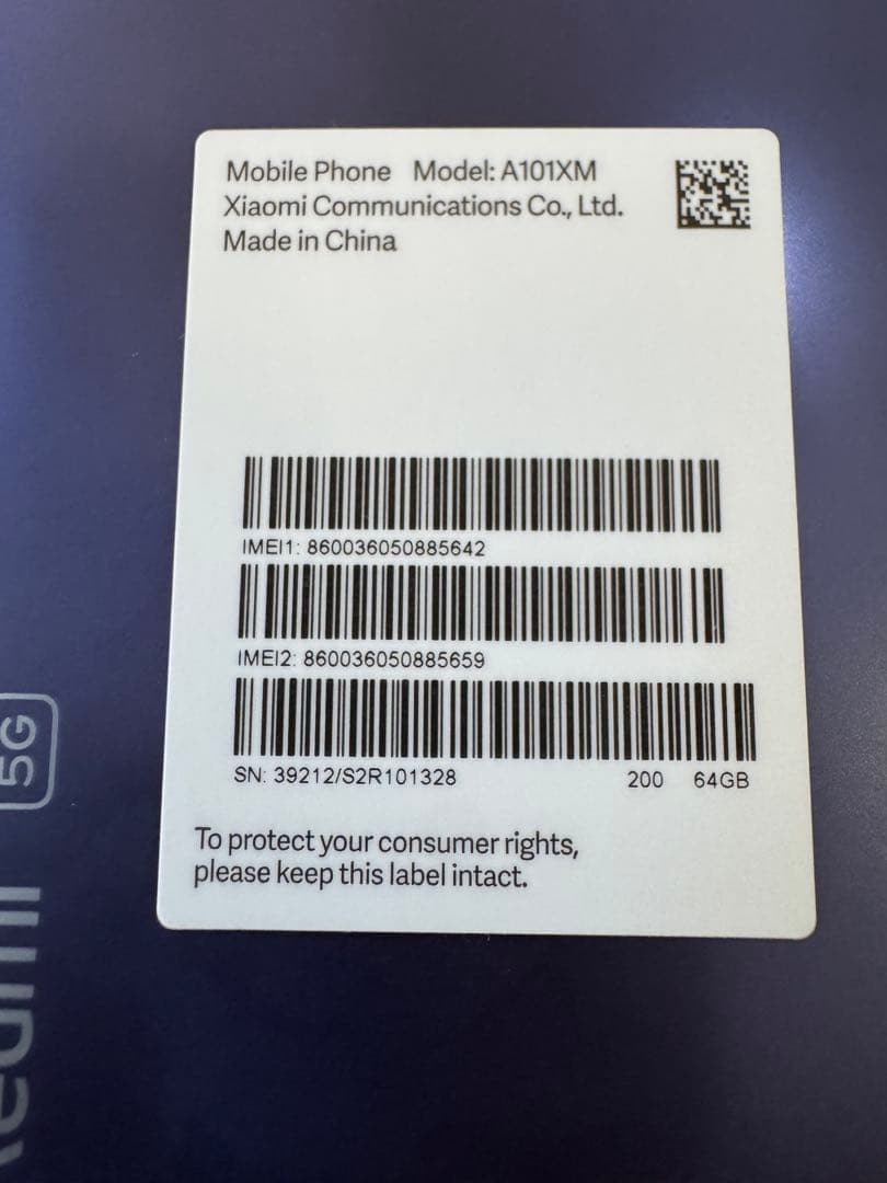 スマートフォン本体 Redmi Note 10T