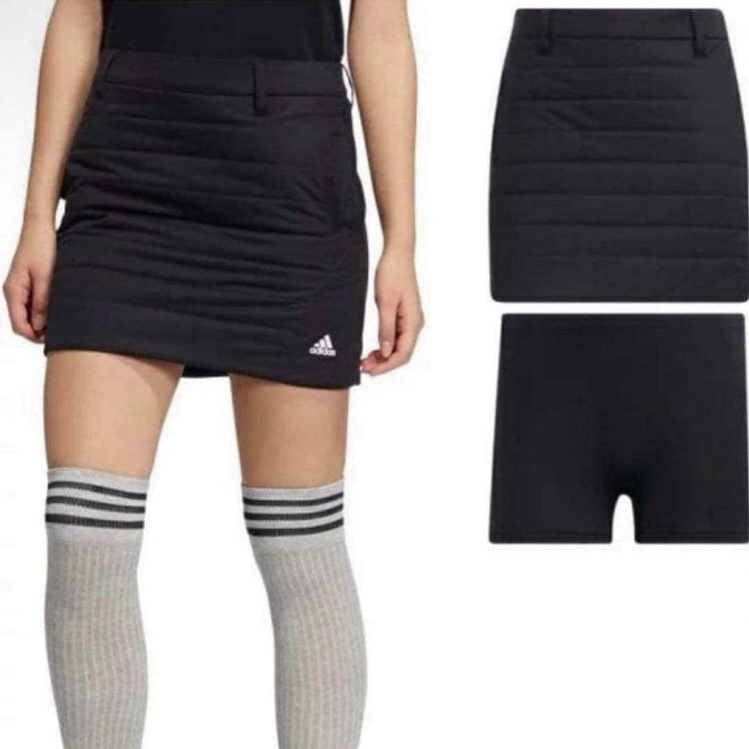 adidas 中綿ベスト×スカート セットアップ XS 黒 ゴルフ 防寒