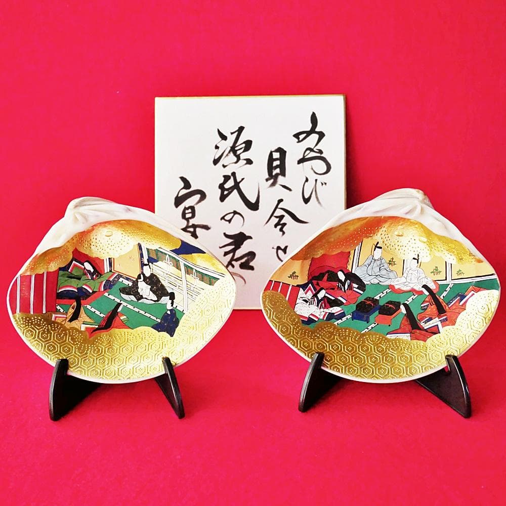 純金箔　特大貝合わせ　源氏物語絵巻