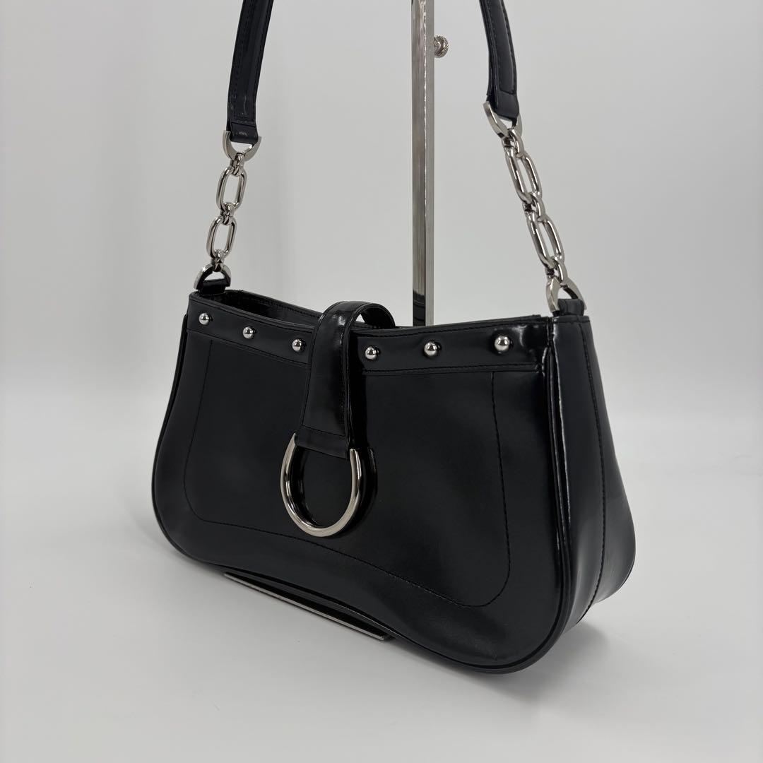 美品　HAMANO ハマノ 濱野　ハンドバッグ レザー チェーン 黒 853