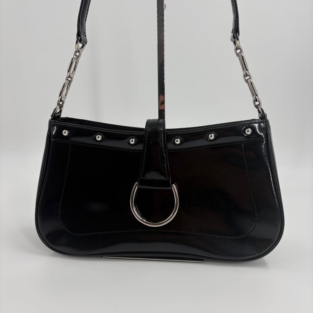 美品　HAMANO ハマノ 濱野　ハンドバッグ レザー チェーン 黒 853