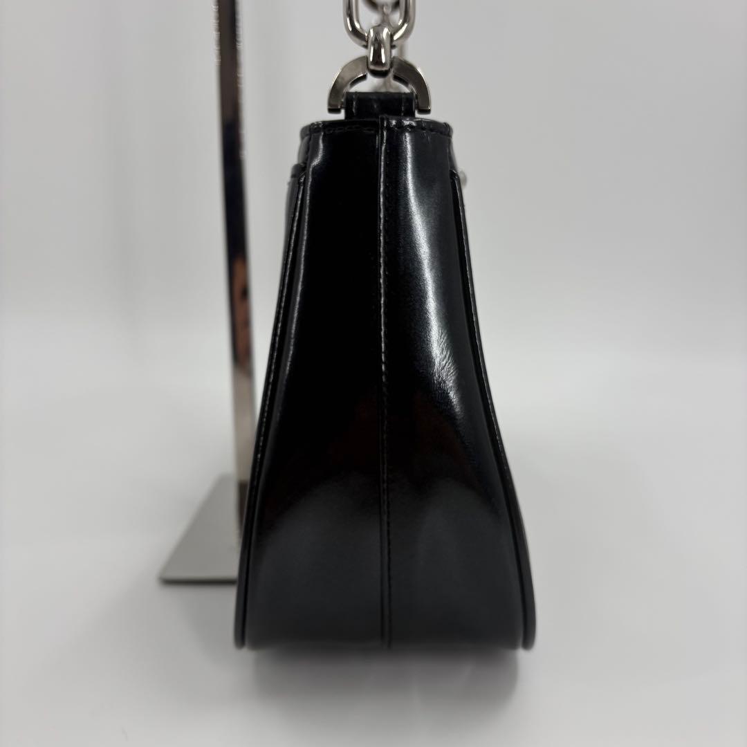 美品　HAMANO ハマノ 濱野　ハンドバッグ レザー チェーン 黒 853