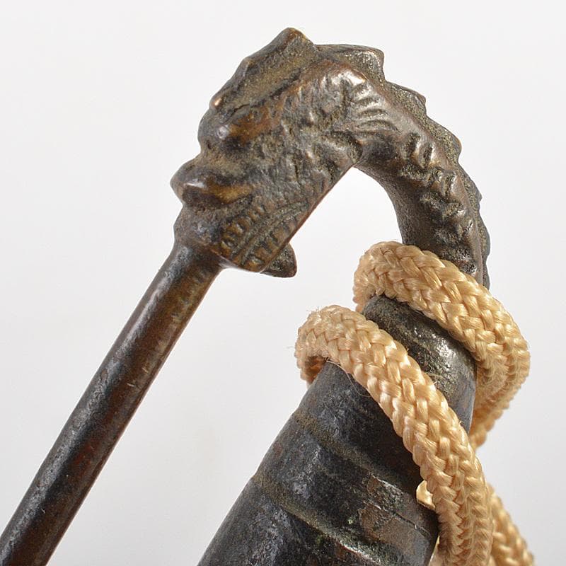 李朝　朝鮮古民具　古銅　刻神獣　古い錠前　鍵　M　R7375