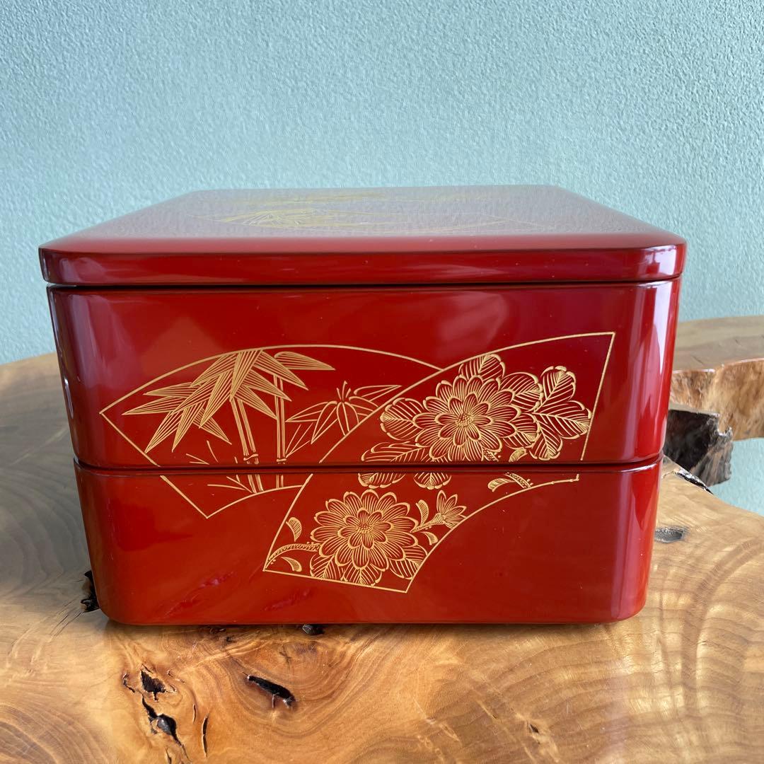 輪島塗 沈金 二段重 四君子 お重 漆器 定価70.000円