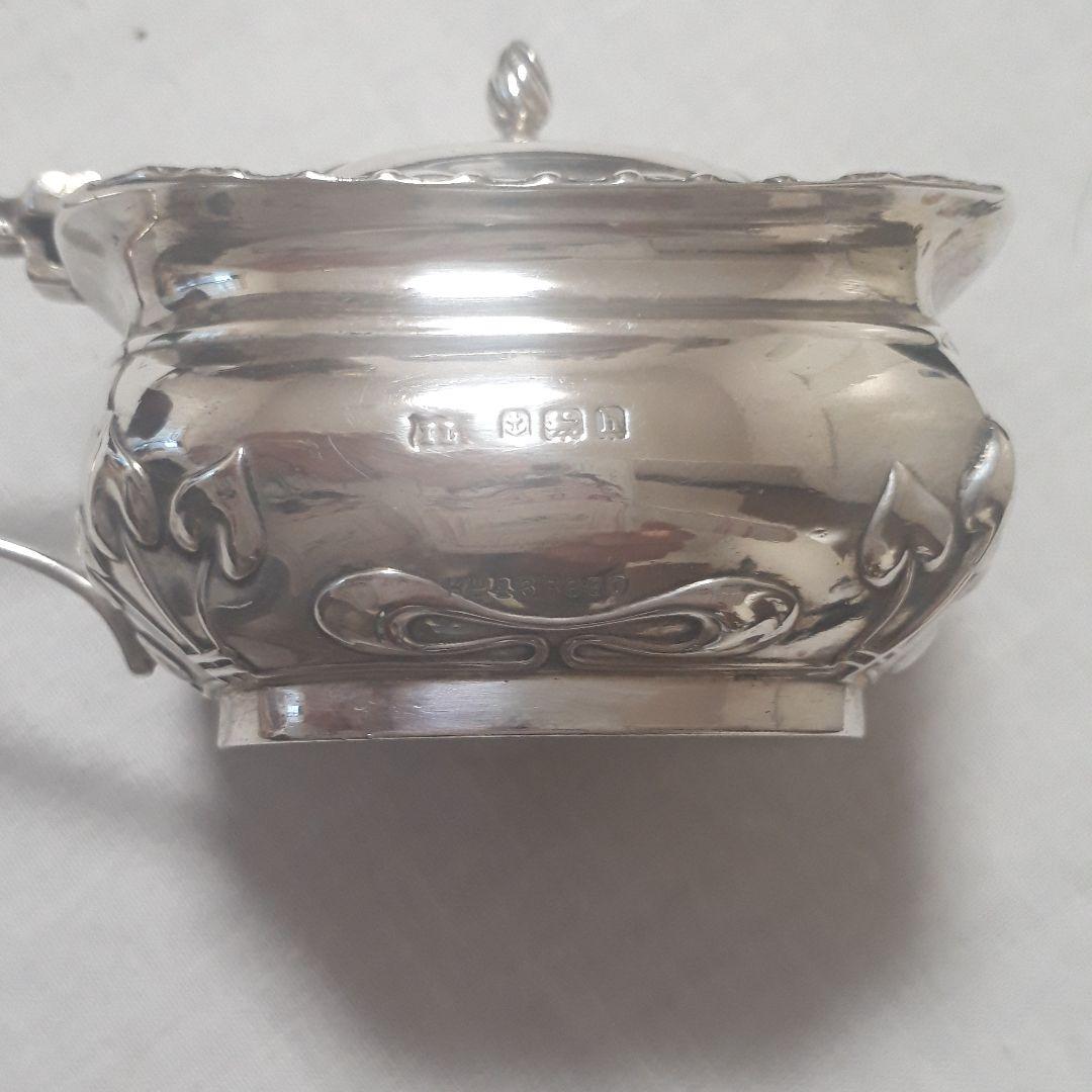 アンティークマスタードジャー純銀スターリングシルバー